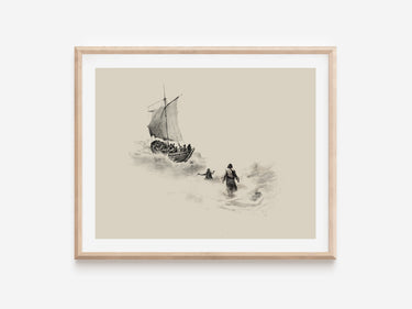 Peter and Jesus walk on water Digital download printable art